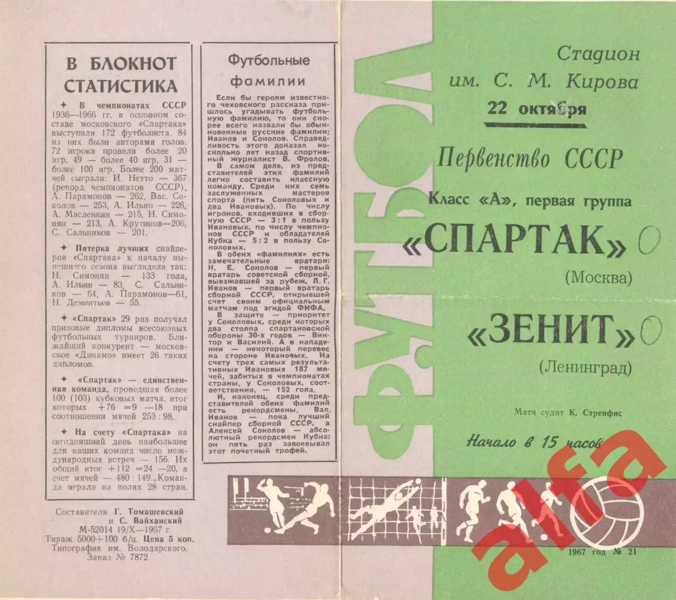 Зенит Ленинград - Спартак Москва 22.10.1967