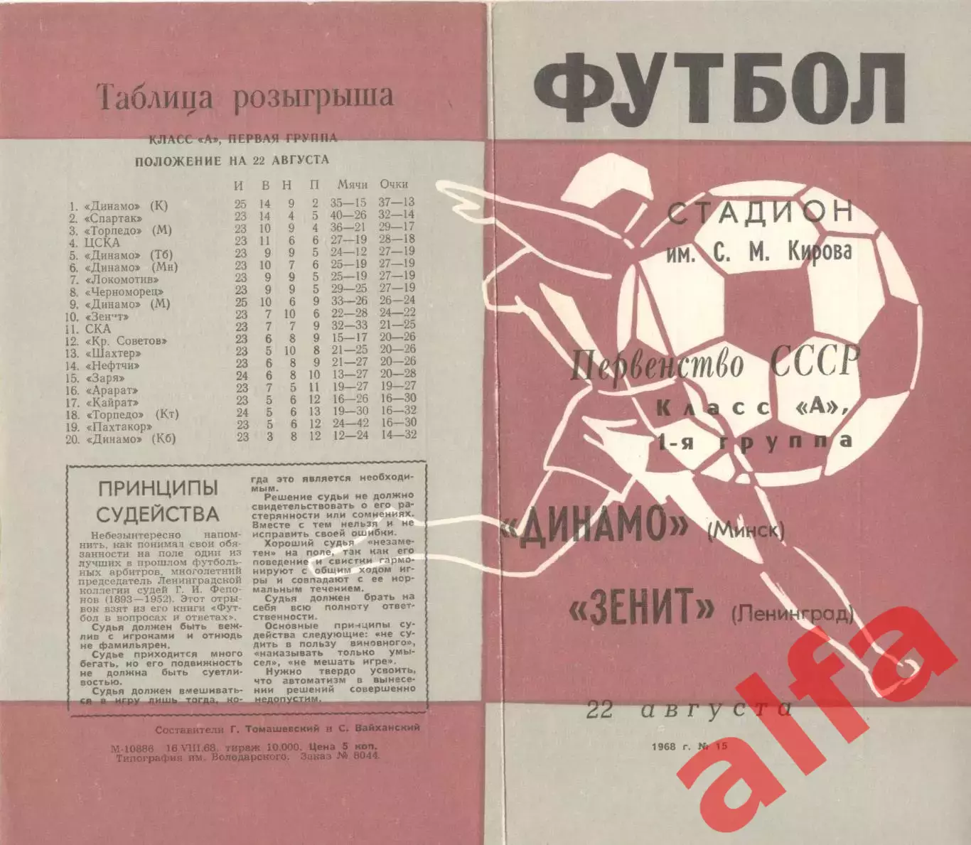 Зенит Ленинград - Динамо Минск 22.08.1968