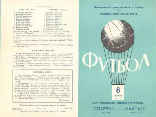 Спартак Москва - Кайрат Алма-Ата 06.10.1973.