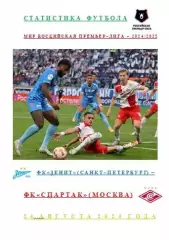 ФК Зенит Санкт-Петербург ФК Спартак Москва 24 августа 2024года СтатистикаФутбола