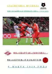 ФК Спартак Москва ФК Акрон Тольятти 9 марта 2026 года Статистика Футбола АВТОР