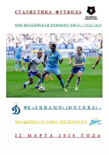 ФК Динамо Москва ФК Зенит Санкт-Петербург 22 марта 2026 года АВТОРСКАЯ ПРОГРАММА