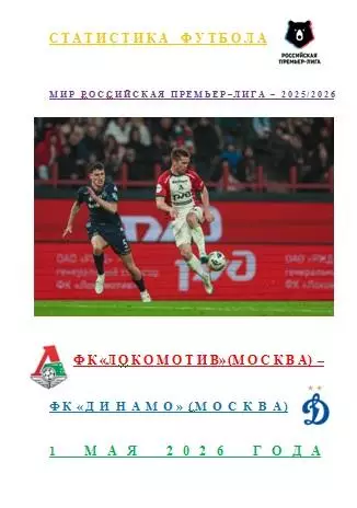 ФК Локомотив Москва ФК Динамо Москва 1 мая 2026года Статистика Футбола АВТОРСКАЯ