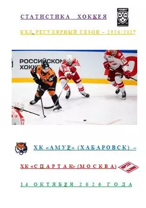 ХК Амур Хабаровск ХК Спартак Москва 14 октября 2026 года Статистика Хоккея АВТОР