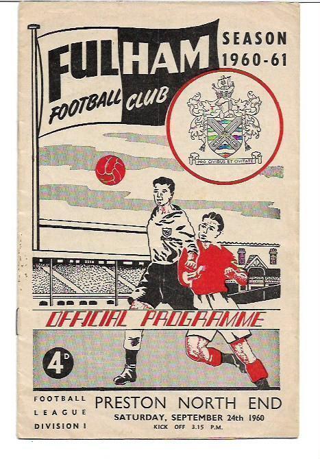 Fulham Football Club - Preston North End 24 September 1960 Season 1960-1961