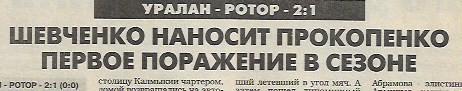 Уралан Элиста Ротор Волгоград 1998 Статистика Отчёт Оценки Спорт-Экспресс