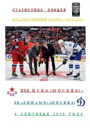 ПХК ЦСКА Москва ХК Динамо Москва 6 сентября 2025года Статистика Хоккея АВТОРСКАЯ