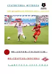 Акрон Тольятти Спартак Москва 3 августа 2025 года Статистика Футбола