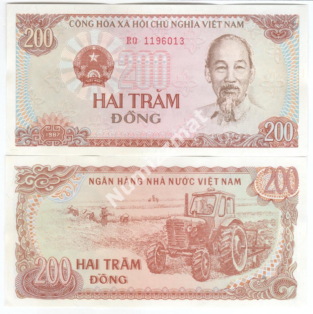 Вьетнам 200 донг 1987 год RQ UNC