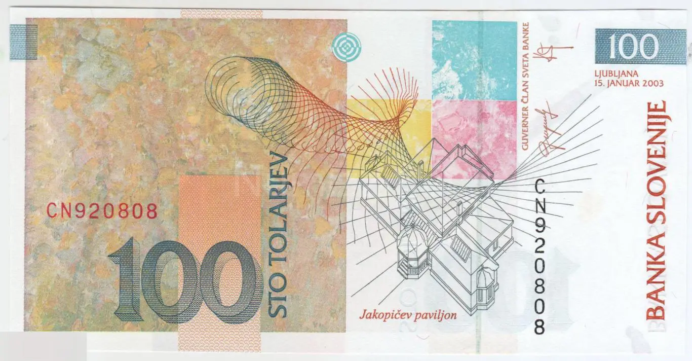 Словения 100 толаров 2003 год - Рихард Якопич, художник UNC 1