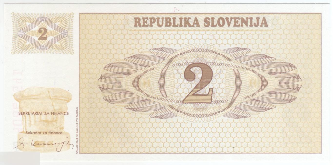 Словения 2 толара 1990 год UNC