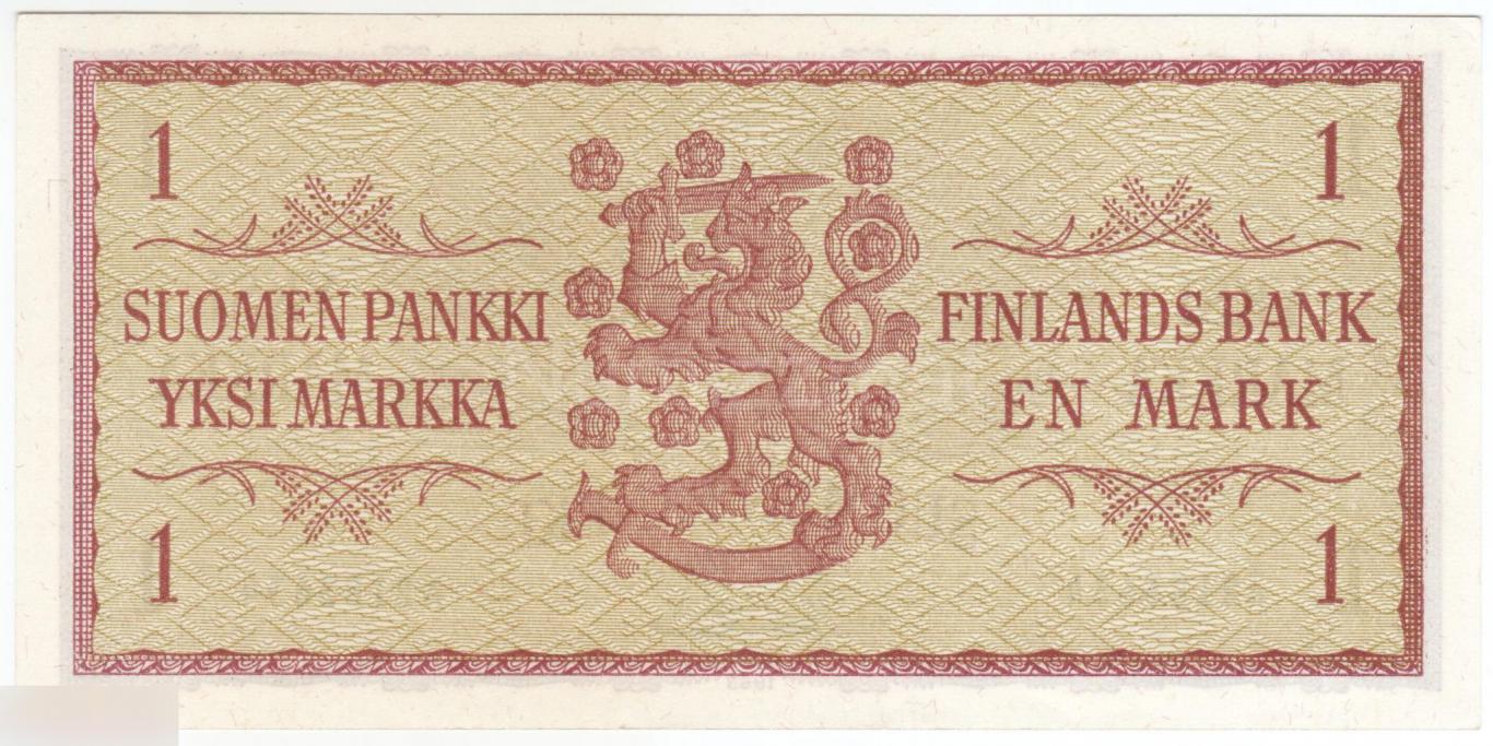 Финляндия 1 марка 1963 год UNC Подпись №3 1