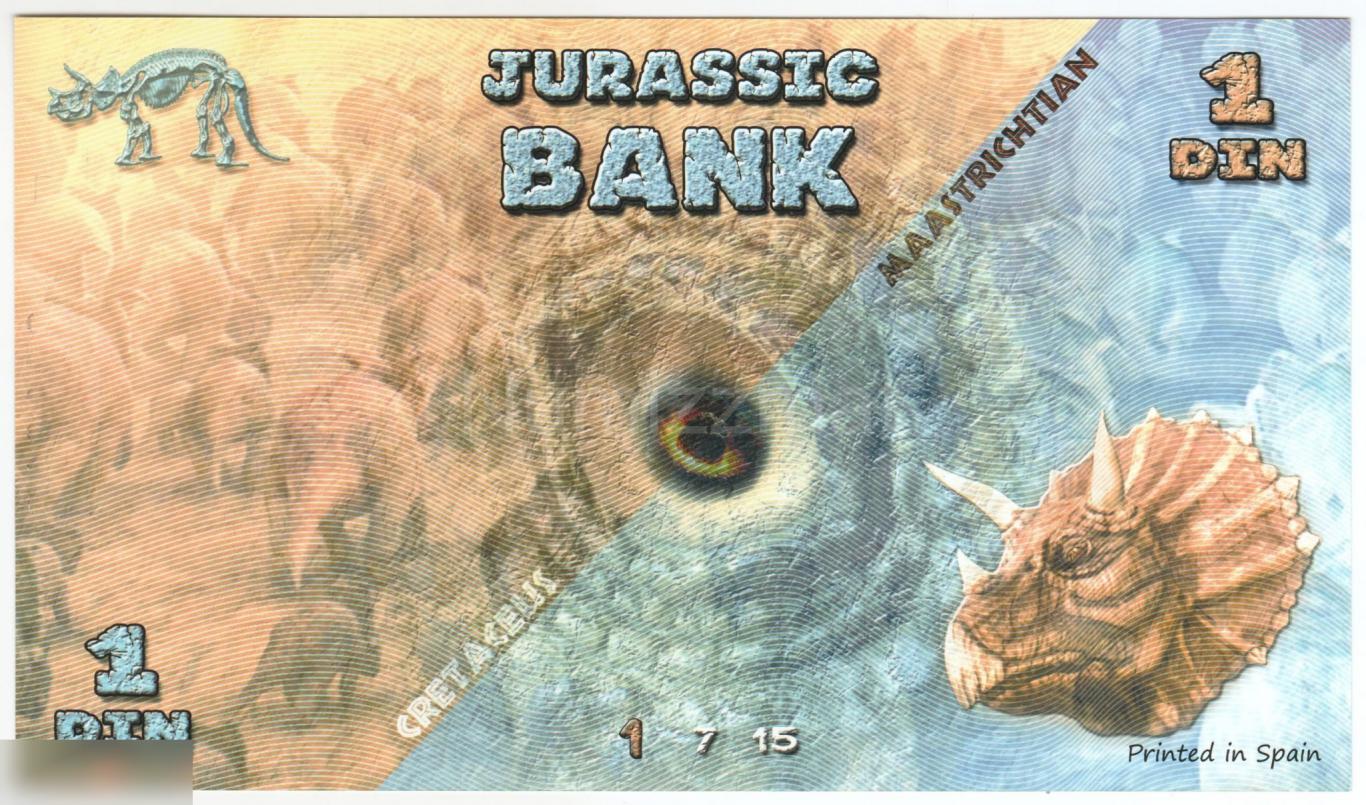 Испания ( Jurassic Park ) 1 дин 2015 год Трицератопс UNC 1