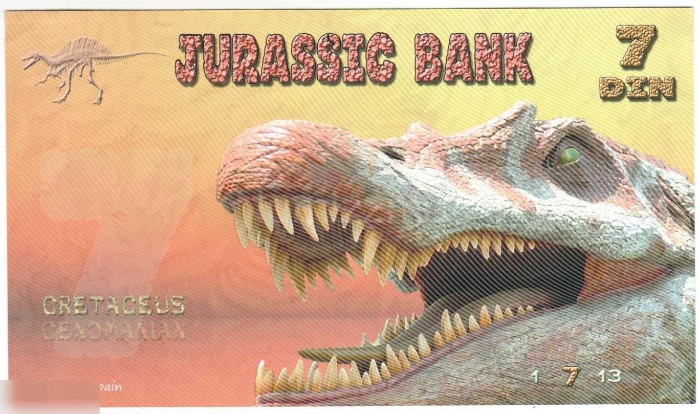 Испания ( Jurassic Park ) 7 дин 2015 год - Спинозаурус UNC 1