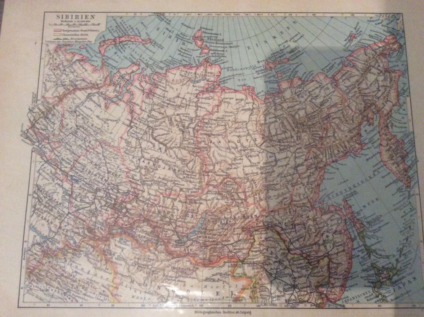 Географическая карта. Сибирь. 1928 год