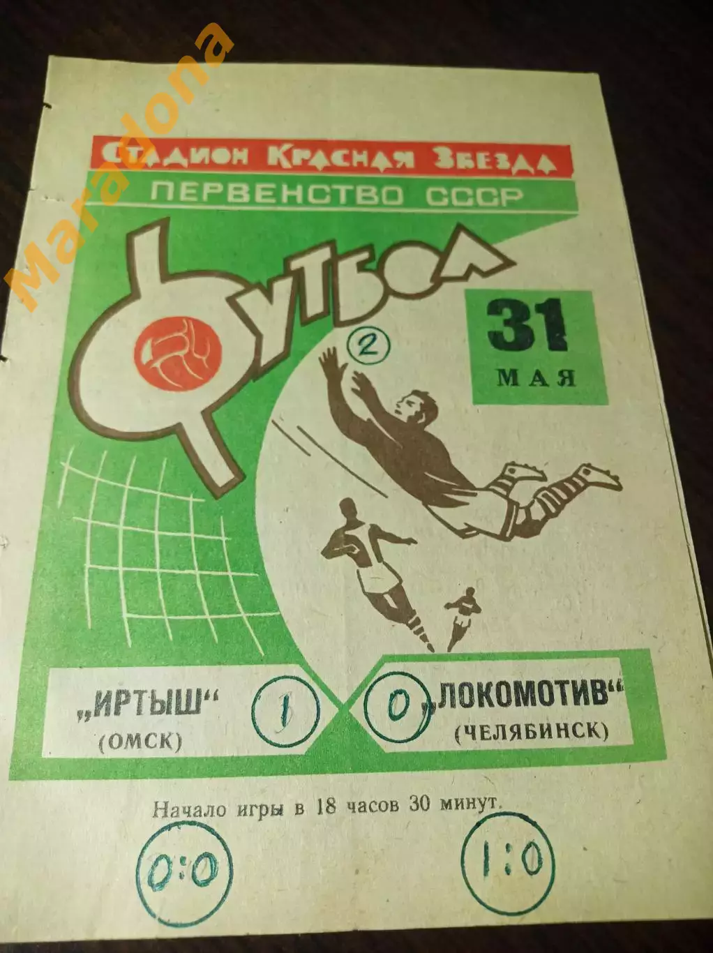 Иртыш Омск - Локомотив Челябинск 1969 зелёная обложка