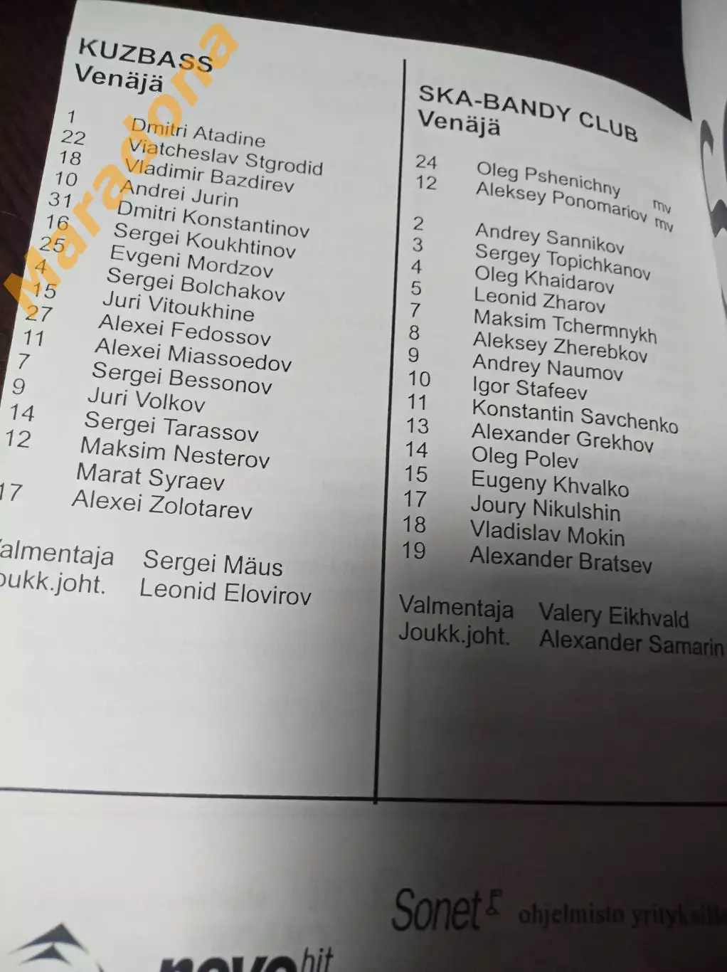 Кубок Джолли Пори Финляндия 1997 СКА Свердловск Кузбасс Кемерово 2