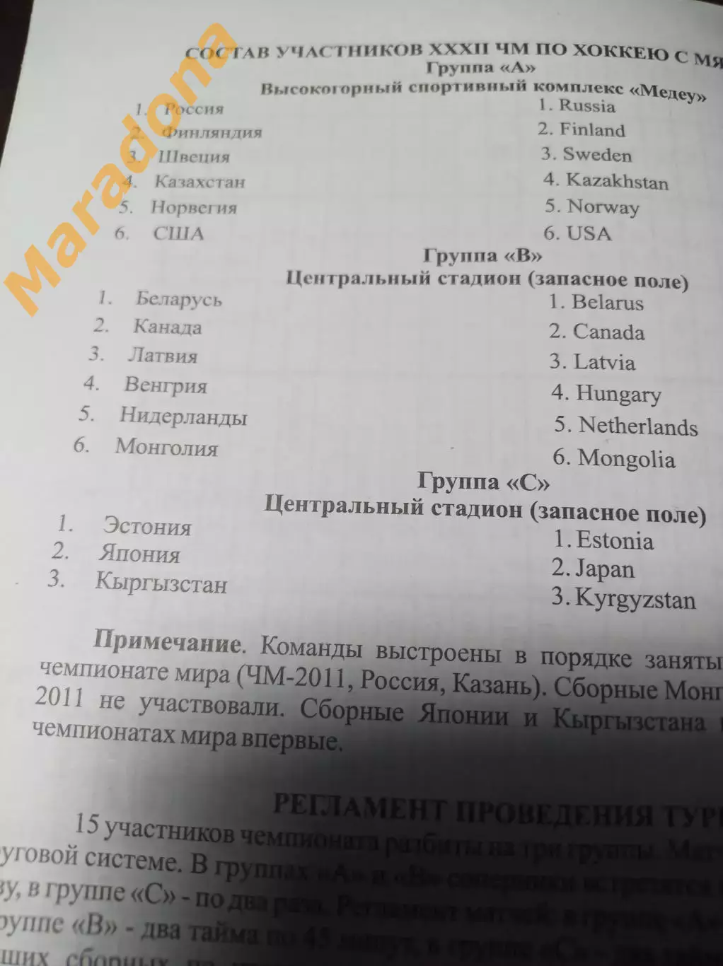 Чемпионат мира Алматы 2012 Россия Беларусь Латвия Эстония США Канада Монголия 2