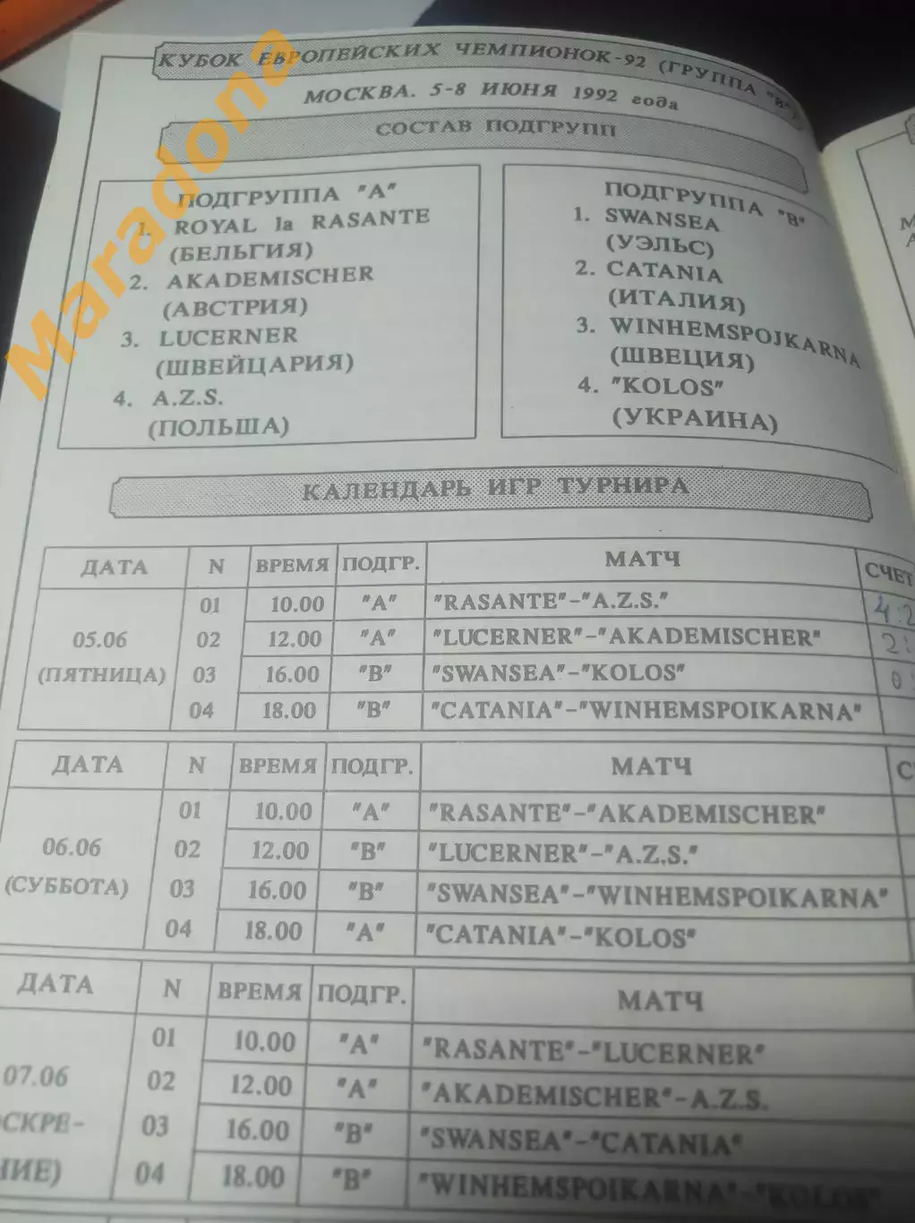 Хоккей на траве Москва 1992 Кубок Европейских Чемпионов Колос Борисполь Украина 1