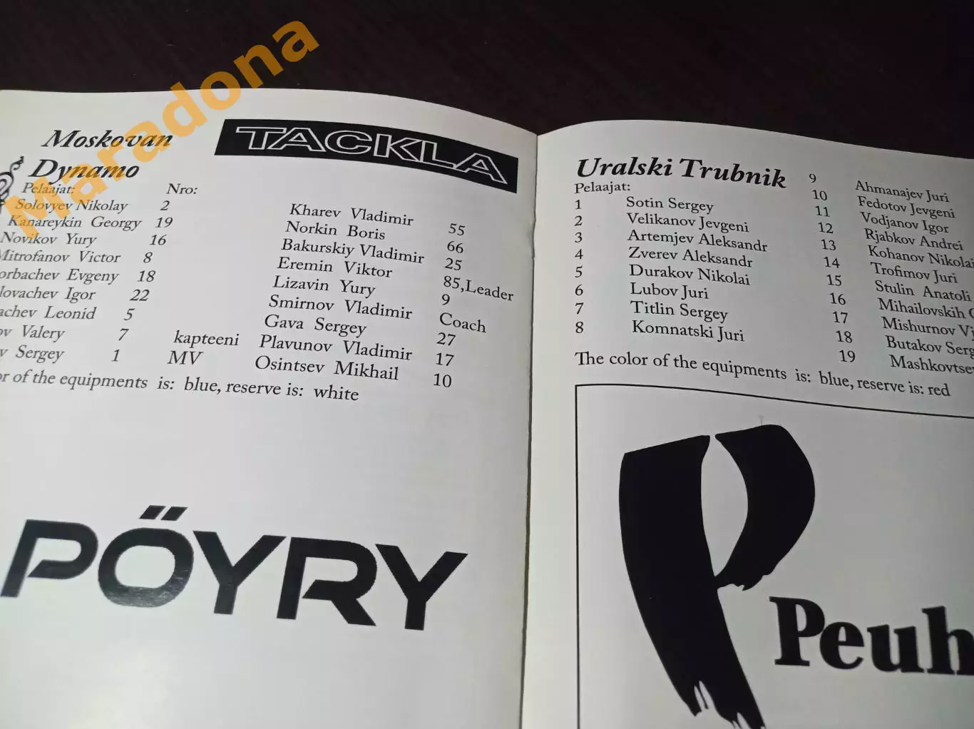 Кубок мира Лаппеенранта Финляндия 1997 Динамо Москва Уральский Трубник 1