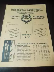 Родина Киров - Строитель Сыктывкар 2001/2002