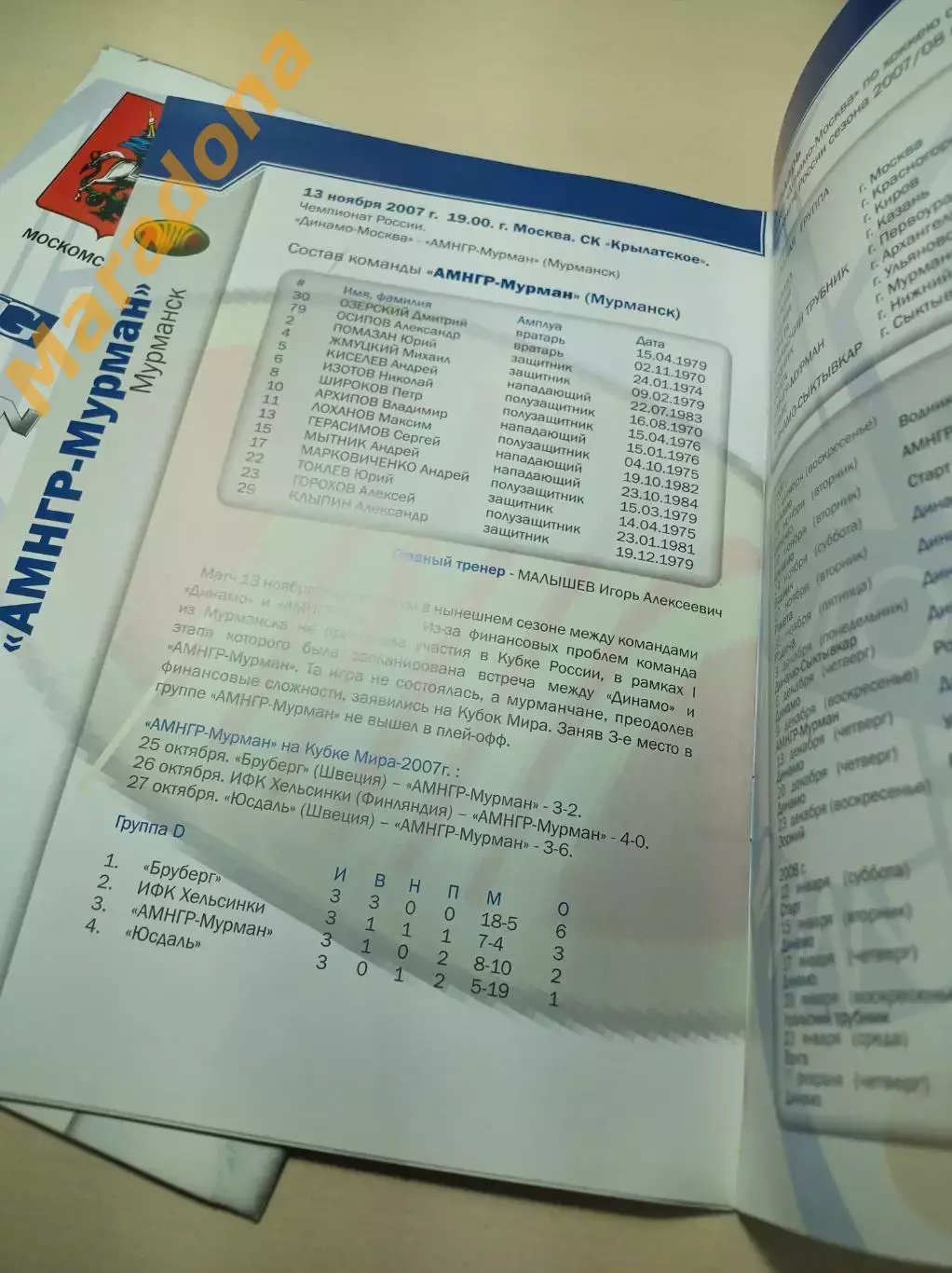 Динамо Москва - АМНГР-Мурман Мурманск 2007/2008 1