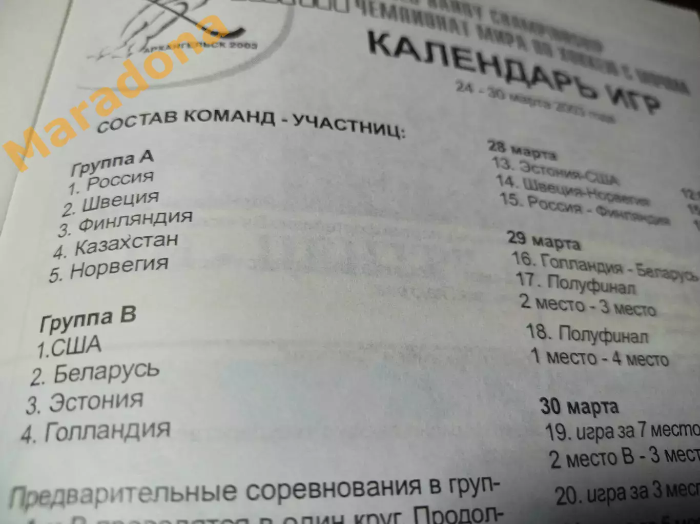 Чемпионат Мира Архангельск 2003 Россия Швеция Казахстан Беларусь Эстония США 2