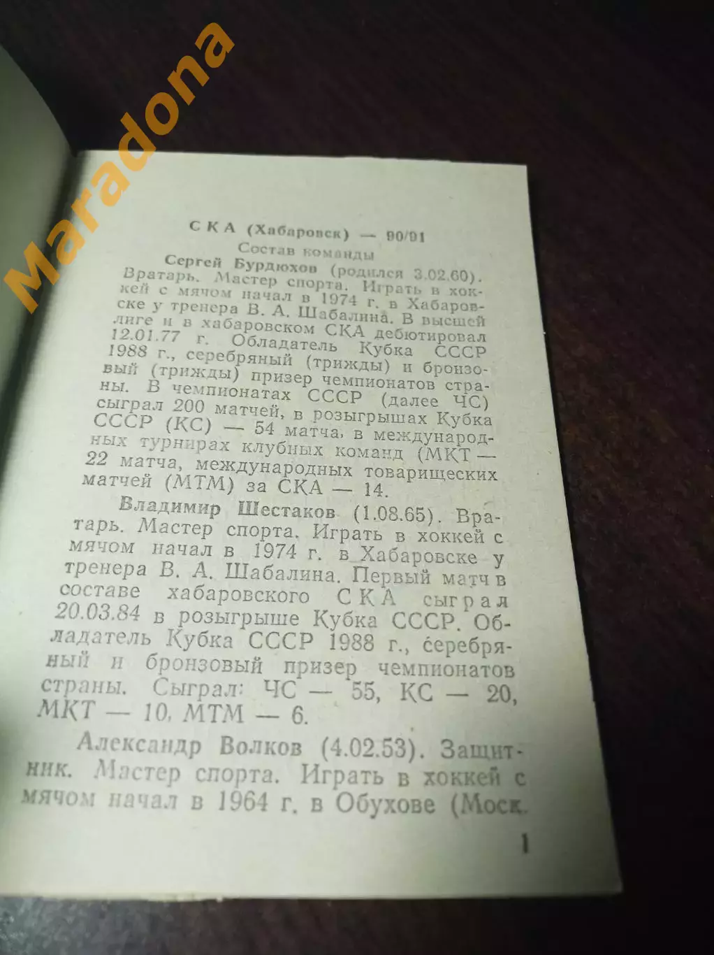 хоккей с мячом Хабаровск 1990/1991 1