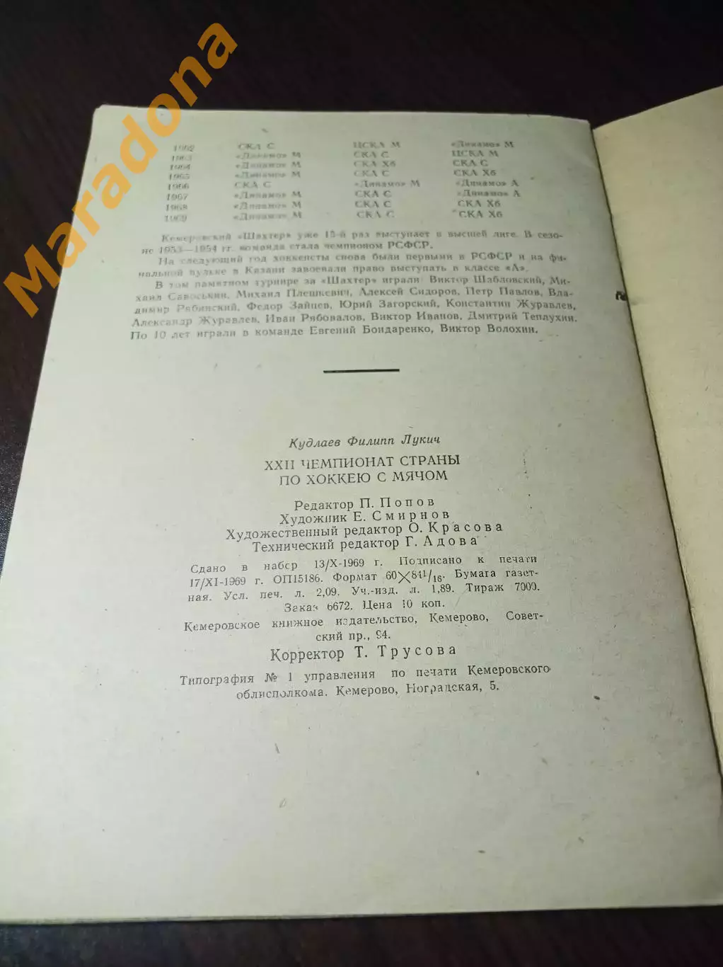 хоккей с мячом Кемерово 1969/1970 2