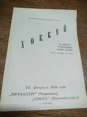 Металлург Череповец - Сокол Новочебоксарск 1988/1989 Кубок