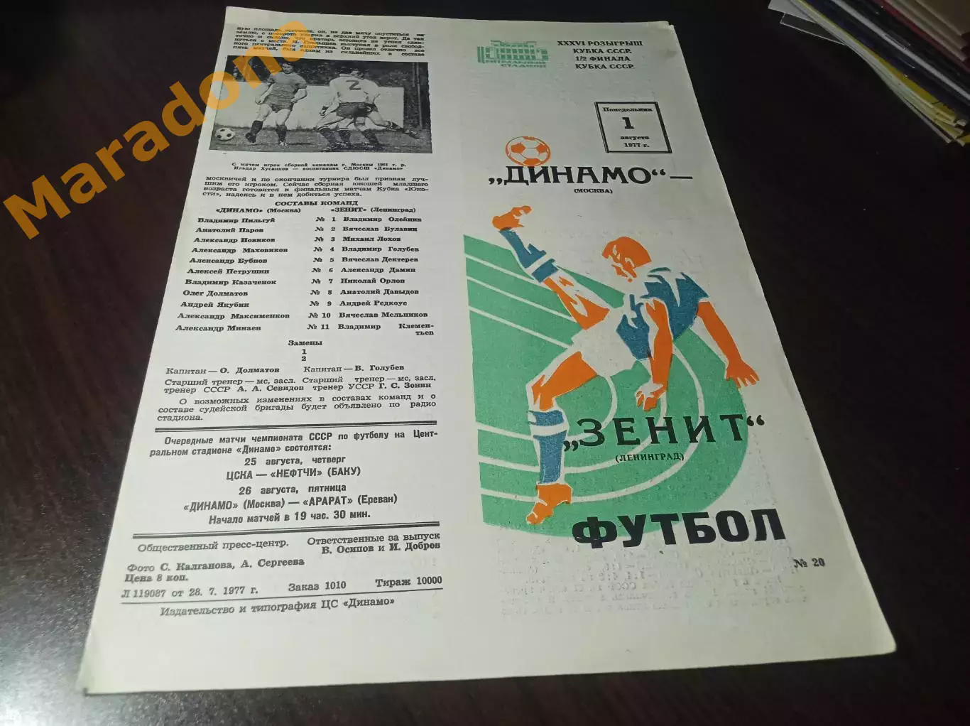 _ Динамо Москва - Зенит Ленинград 1977 Кубок