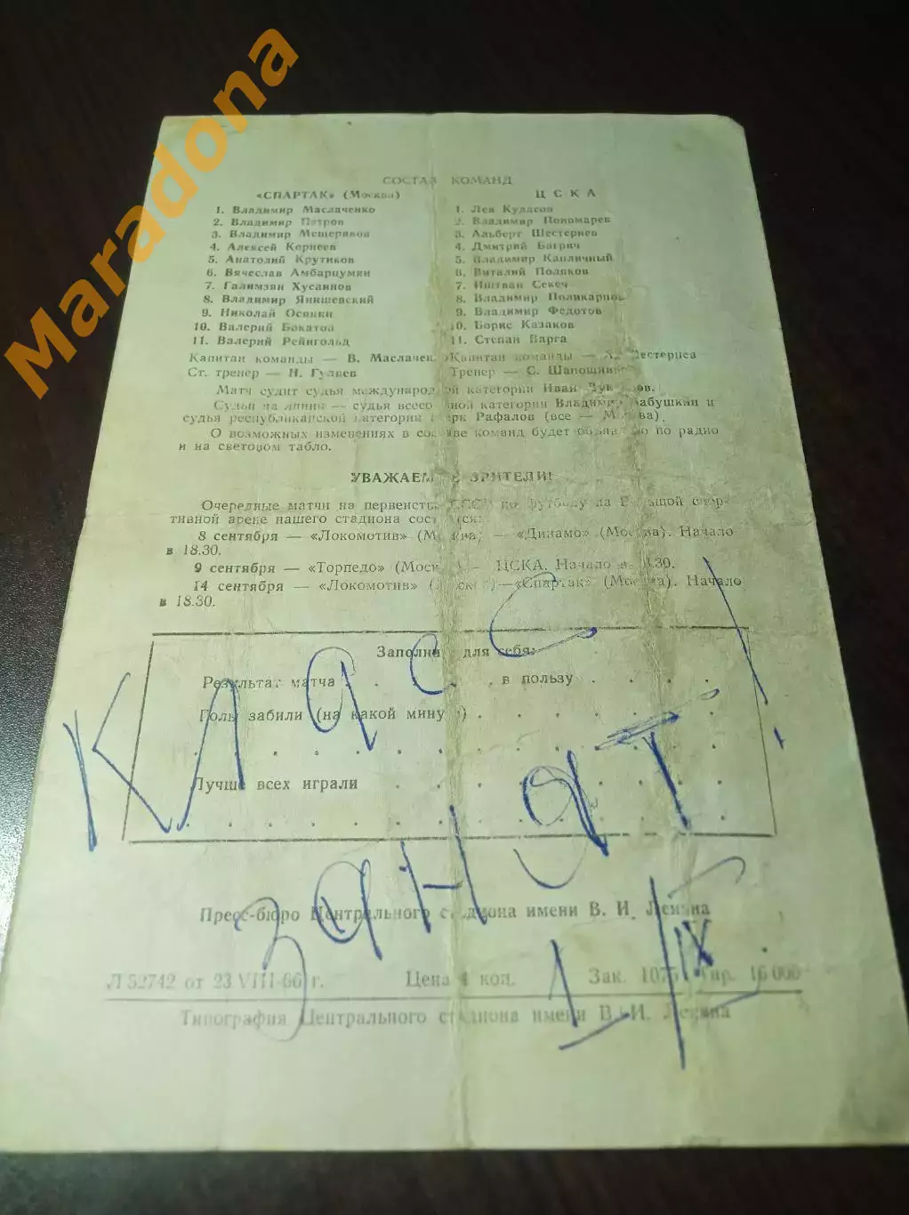 _ Спартак Москва - ЦСКА Москва 1966 1