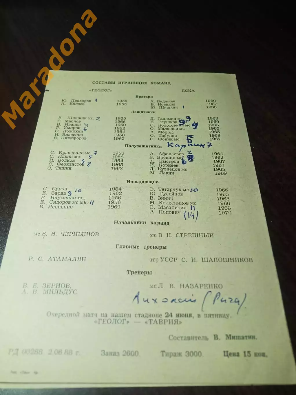 _ Геолог Тюмень - ЦСКА Москва 1988 1