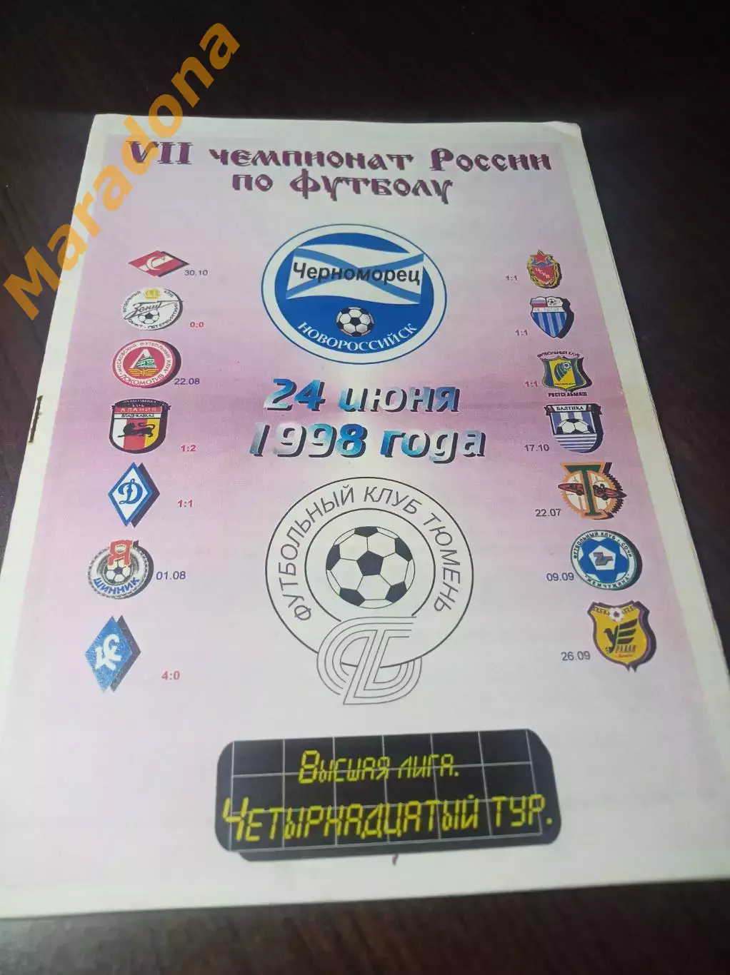 _ Черноморец Новороссийск - Тюмень 1998