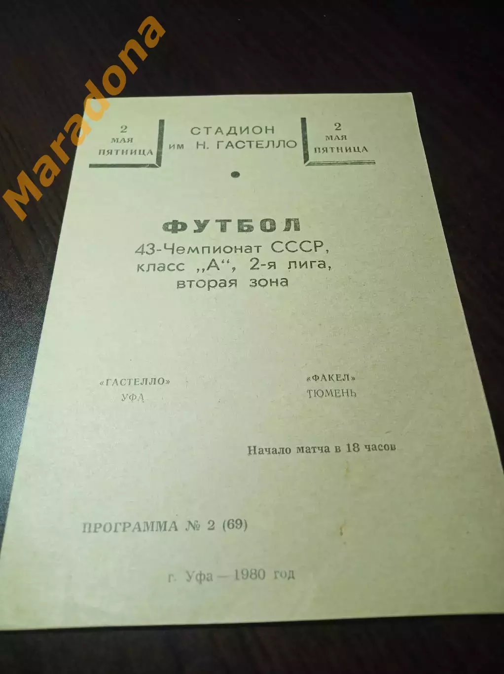 _ Гастелло Уфа - Факел Тюмень 1980
