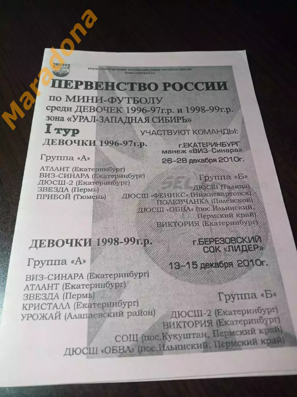 _ девочки 1 тур Екатеринбург 2010 Тюмень Пермь Нижневартовск Полевской Талица