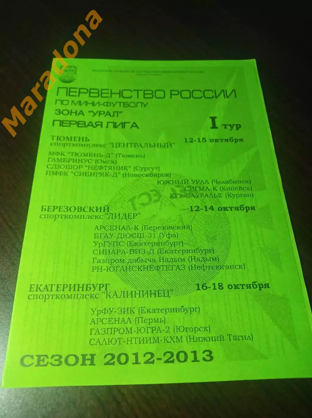 _ 1Л 1 тур Тюмень Екат 2012 Омск Челябинск Уфа Новосибирск Пермь Югорск Надым