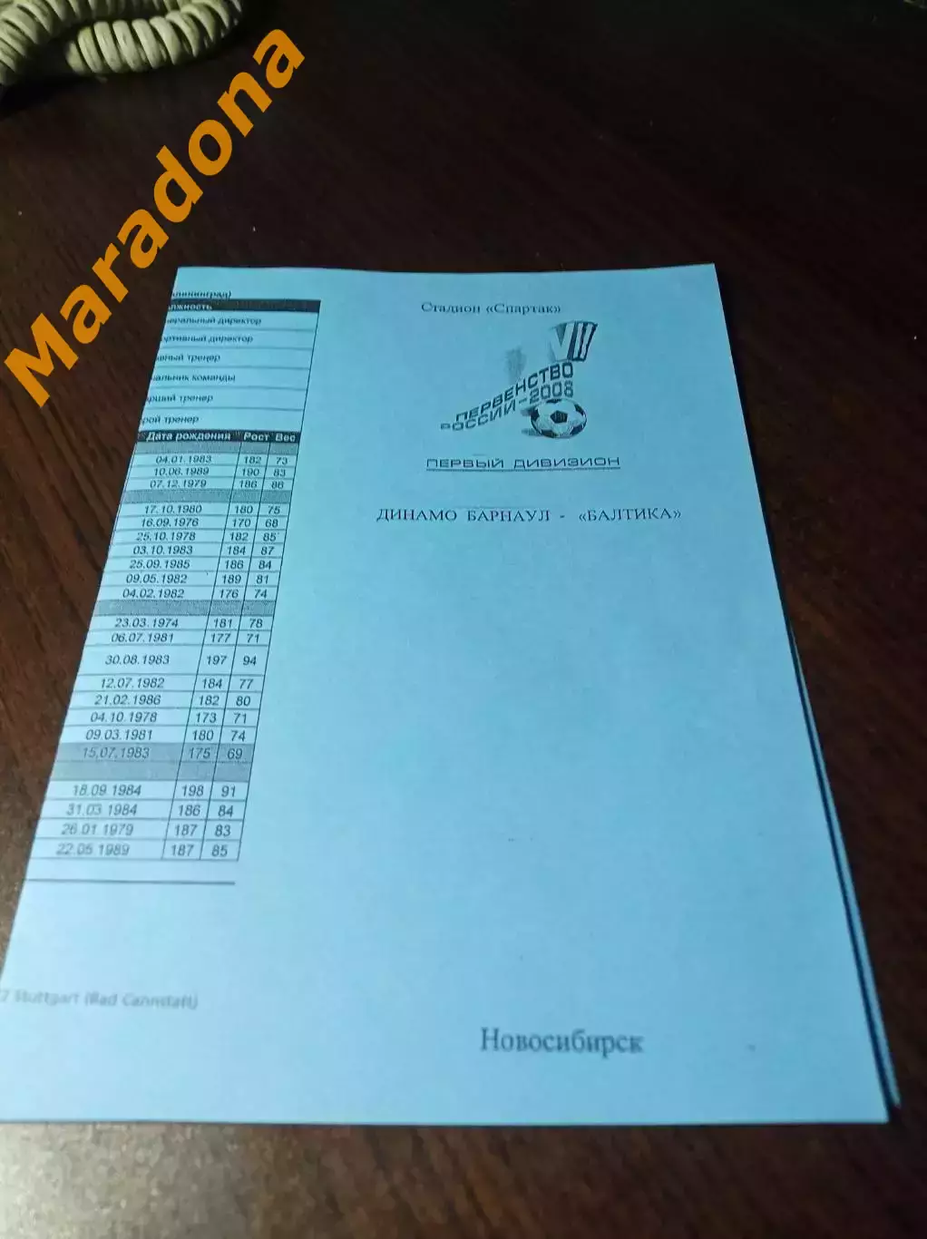 _ Динамо Барнаул - Балтика Калининград 2008 голубая