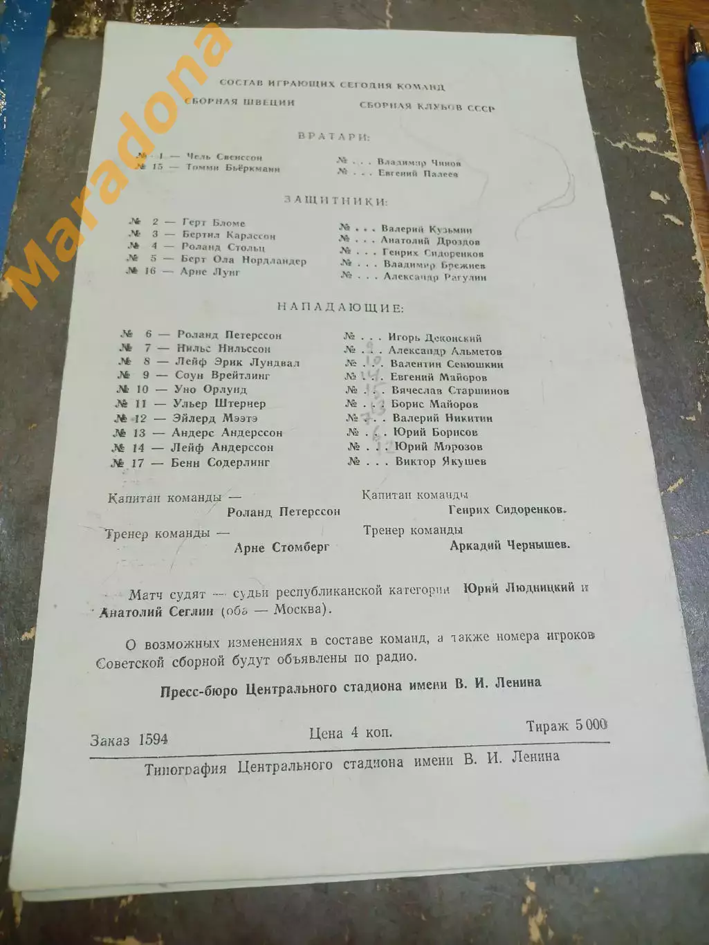 Сборная клубов СССР - Сборная Швеции 1961 1