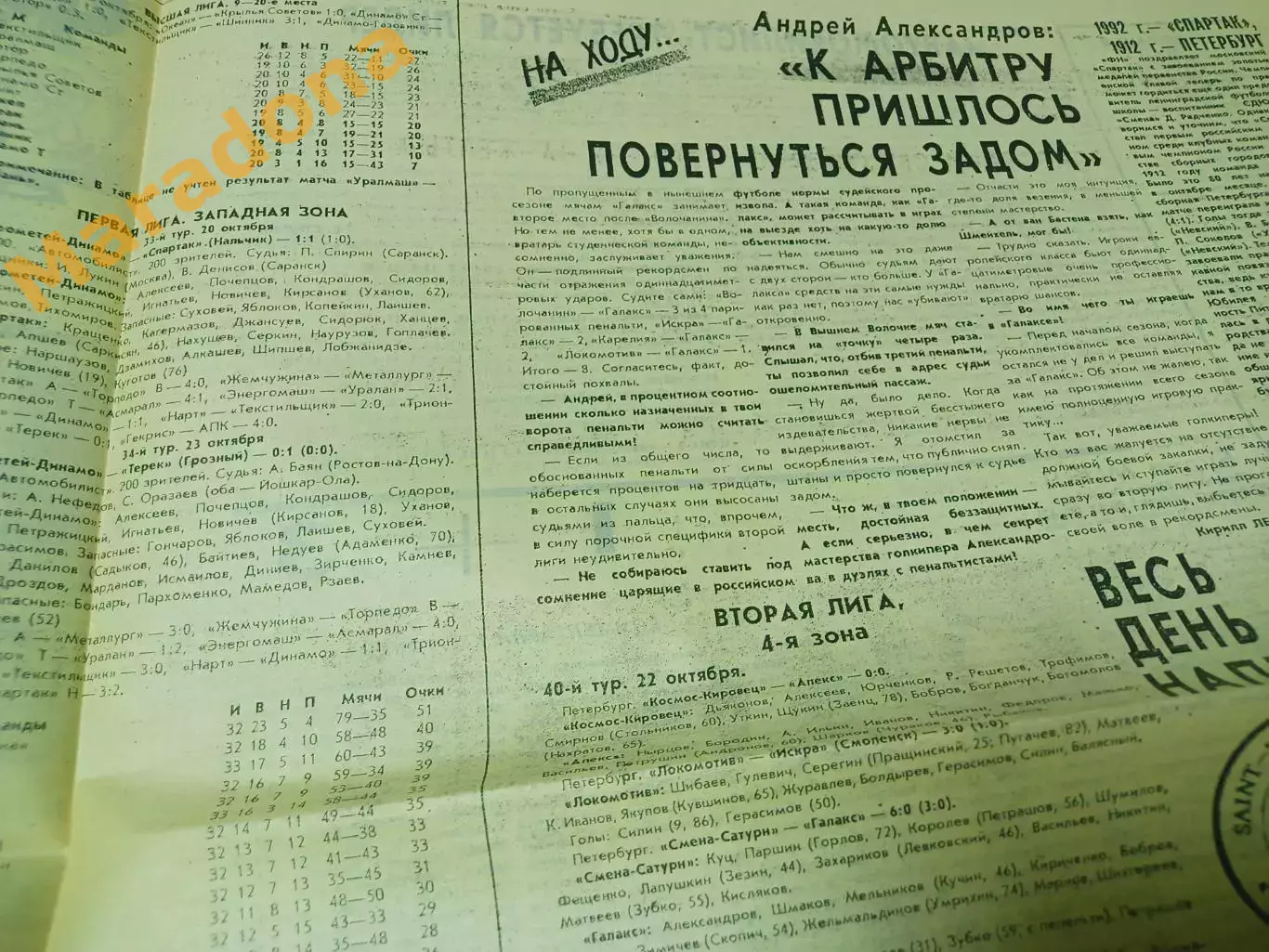 Футбольный наблюдатель Петербург #25 1992 Факел-Зенит Барселона-ЦСКА 2