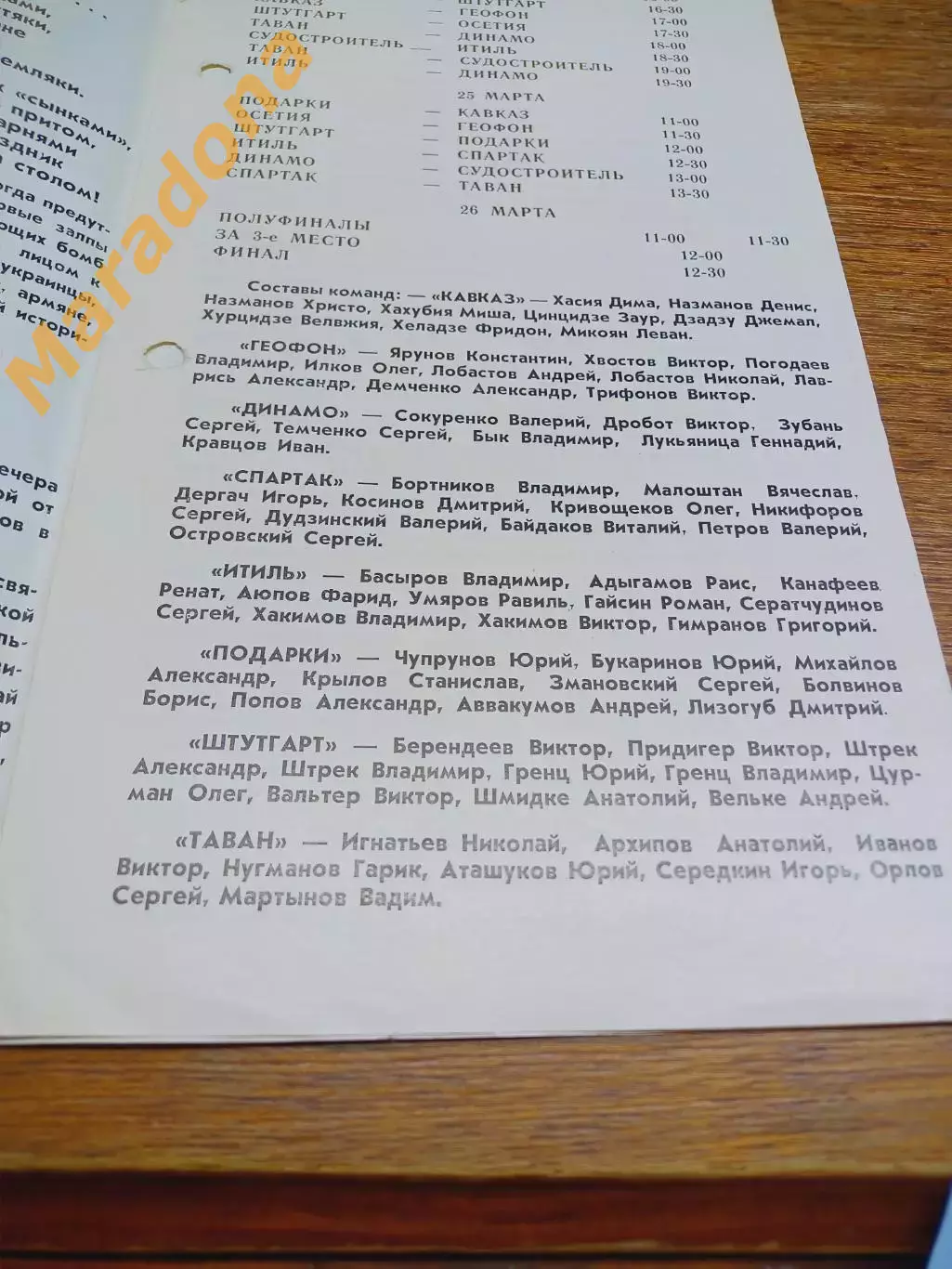 _ Тюмень 1995 Кавказ Геофон Динамо Спартак Итиль Подарки Штутгарт Таван 1