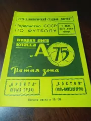 _ Восток Усть-Каменогорск - Орбита Кызыл-Орда 1975