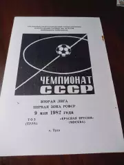 _ ТОЗ Тула - Красная Пресня Москва 1982