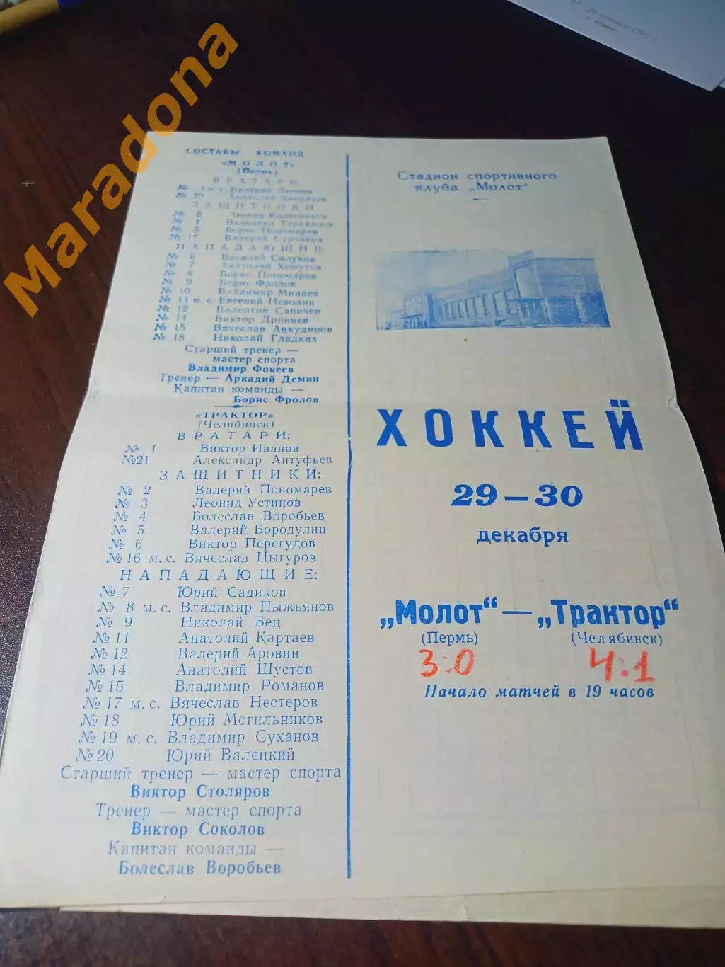 _ Молот Пермь - Трактор Челябинск 1968/1969