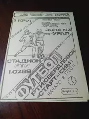 РТИ Свердловск - Старт Сим 1989 Первая программка Андрея Маркишова