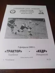 _ Трактор Челябинск - Кедр Новоуральск 2002/2003