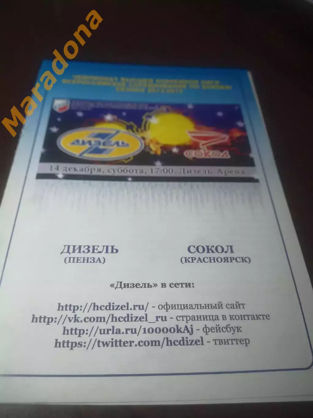 _ Дизель Пенза - Сокол Красноярск 2013/2014