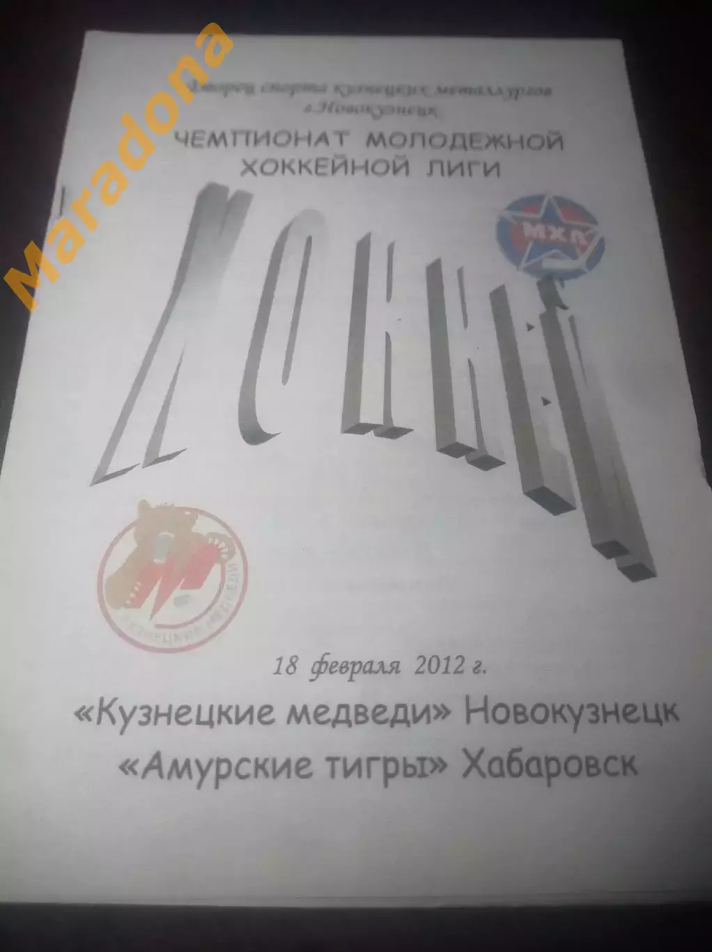 _ Кузнецкие медведи Новокузнецк-Амурские тигры Хабаровск 2011/2012 со скрепками
