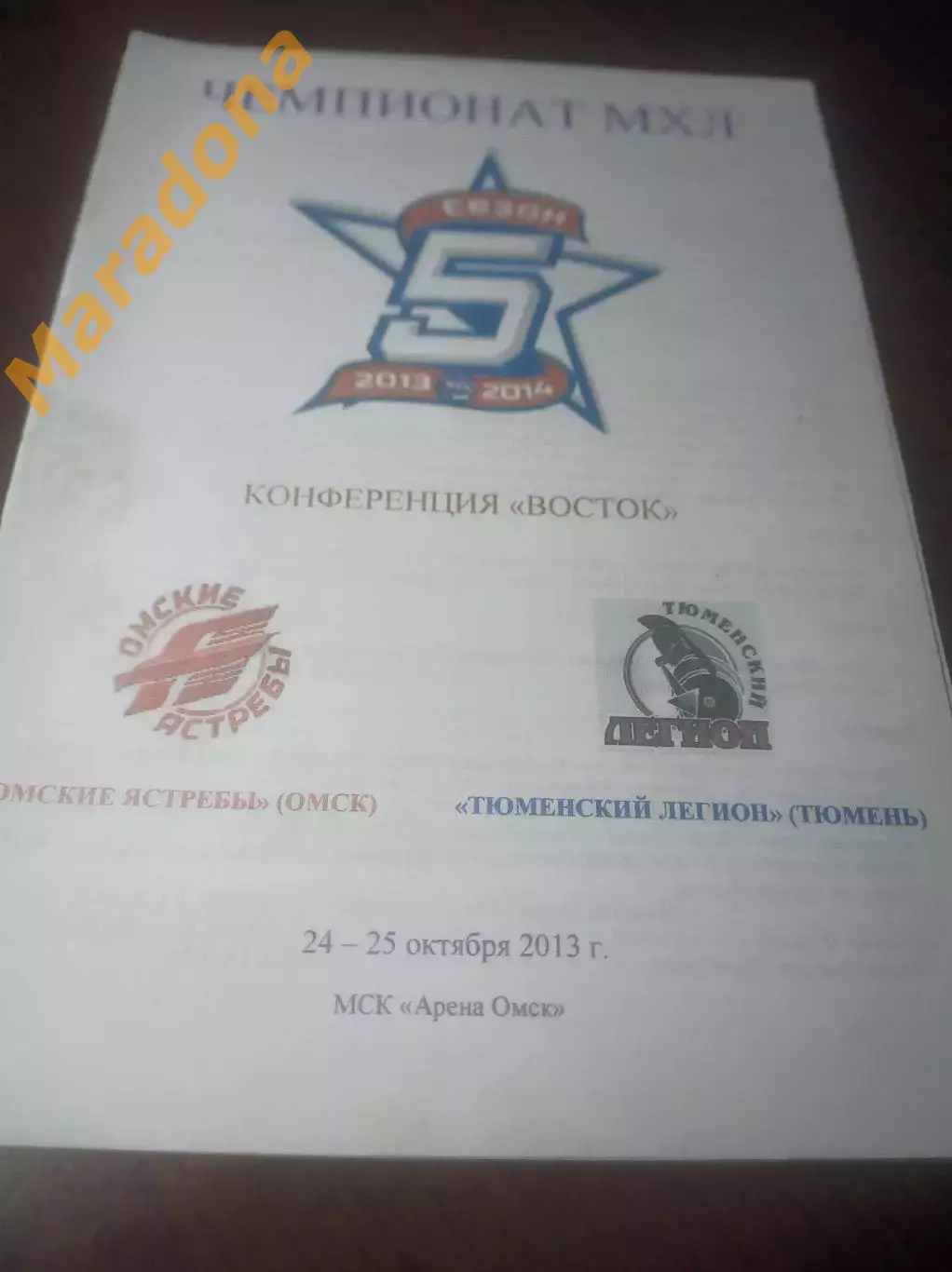_ Омские Ястребы Омск - Тюменский Легион Тюмень 2013/2014