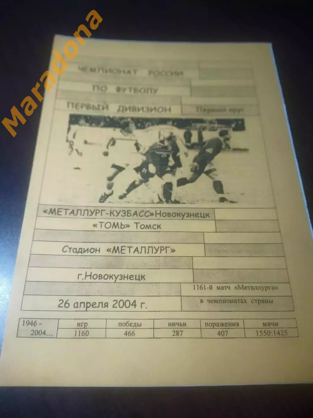 _ Металлург Новокузнецк - Томь Томск 2004 персиковая обложка